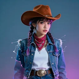 beautiful portrait of a disintigrating synthwave cowboy, golden ratio, characters from cowboy bepop by yoji shinkawa, bright colors, metallic, armor, stunning, breathtaking, digital render, line art, cyberpunkcity as backdrop by greg rutkowski, de - noise, 8 k, volumetric lighting, detailed contrast