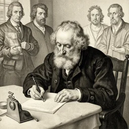 drawing old man writing, by william blake, by albrecht duerer, by mark mazzoni, by todd schorr, by mark ryden, by john tenniel