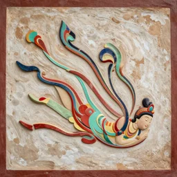 dunhuang fresco style, flying fairies, colorful, three - dimensional sense of strong