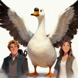 character art by wlop, steve henderson, and j scott campbell, gooseman, male hero, goose!!! head, wings, 4 k, arstation, trending, high quality, very detailed, digital