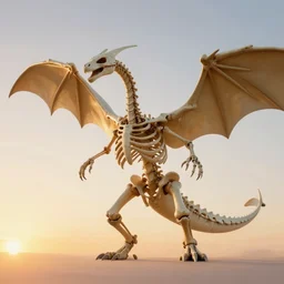 Skeleton Of A Charizard, 4K, Photorealistic, Sunset