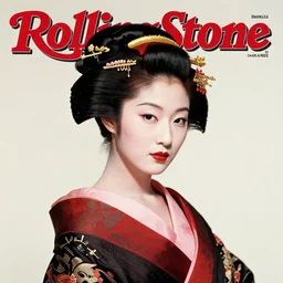 a geisha girl is on the cover of rolling stone magazine. man ray