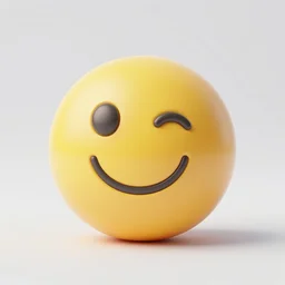single IOS yellow smiling emoji, 3D render, Blender