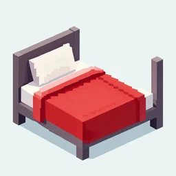 a paper model of a bed with a red blanket, pixel art by xul solar, polycount contest winner, pixel art, flat shading, # pixelart, ambient occlusion