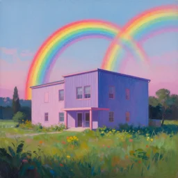 a beautiful painting of a building in a serene landscape, ((((((((((((((((((((((((((((((((((((((((((((((((((((((((((((((((((((((((((((((((neon rainbow))))))))))))))))))))))))))))))))))))))))))))))))))))))))))))))))))))))))))))))))
