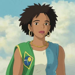 Marina Silva, a black women, former minister of enviroment who is an ambientalist from Brazil as drawn by Hayao Miyazaki of studio ghibli 8k