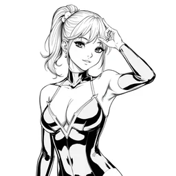 beautiful aesthetic inspirational masterful professional ink pen liner sketch of a 1 9 9 0 s anime manga japanese girl posing in latex leotard, marvel style, concept art, fine details, trending on artstation, high quality paper, instagram photo. art university academy work, gnomon, calarts, disney pixar