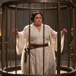 a fat nic cage playing princess leia, hd digital photography, movie still