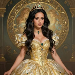 Pop Star Melanie Martinez as a princess, fantasy, intricate, elegant, highly detailed, digital painting, artstation, concept art, matte, sharp focus, illustration, art by Artgerm and Greg Rutkowski and Alphonse Mucha
