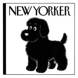 a still frame from comic strip, black fluffy dog 1 9 5 0, herluf bidstrup, new yorker illustration, monochrome contrast bw, lineart, manga, tadanori yokoo, simplified,