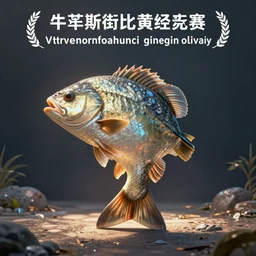 an oversized fish is standing on its tail