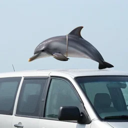 wet dolphin tied on the roof of a 1990 Toyota Previa