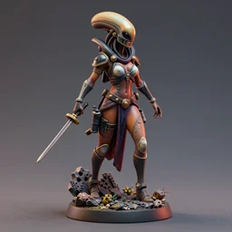 80mm resin detailed miniature of a Alien with a Human Female Warrior, Product Introduction Photos