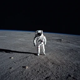 A cosmonaut lost in the emptiness of space, the terror of the vastness of space, wide angle
