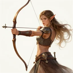female wood elf archer, beautiful fantasy illustration,