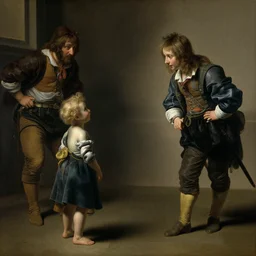 alien kid see a human kid for the first time, maury, fink, aiken. by adriaen van ostade.