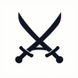 Company logo, crossing swords, simplistic digital art