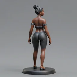 80mm resin detailed miniature of modern black woman, beautiful bone structure, symmetrical facial features, Product Introduction Photos, 4K, Full body, view from behind