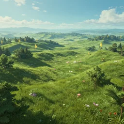 a 3 d render of a beautiful landscape in the style of moebius, cel shading, moebius, world of edena, 4 k, 8 k, cinematic view