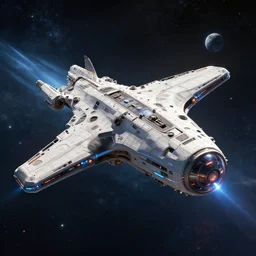 futuristic spaceship travelling through space and time