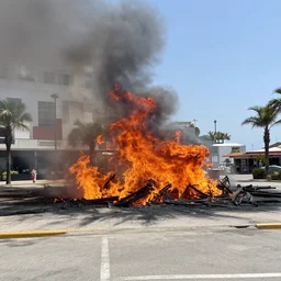 The Punta del Este Shopping in Punta del Este being burned, photo
