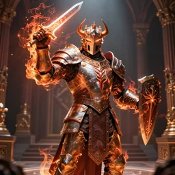 a armored holy paladin called firemaw casting magic spells sword shield lord dramatic lighting cinematic establishing shot extremely high detail foto realistic cinematic lighting post processed
