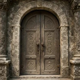 the ancient stone door inscribed with magical runes, art by donato giancola and greg rutkowski, digital art, trending on artstation, symmetry!!