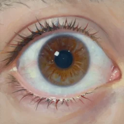 a very detailed closeup painting of an eyeball with red veins, very small brushstrokes, in the style of edward hopper, 4 k,