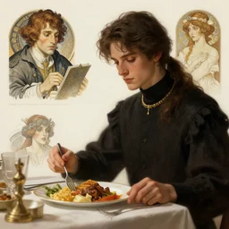 r 2 d 2 eating dinner, character sheet, character design, contrast, deep focus, turnaround, highly detailed, dramatic lighting, digital painting, artstation, concept art, matte, sharp focus, illustration, elegant, art by artgerm and greg f and alphonse mucha.