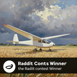 a painting of a wide white motor glider sailplane skimming over a wheat field, reddit contest winner, plein air, oil on canvas, acrylic art, painterly