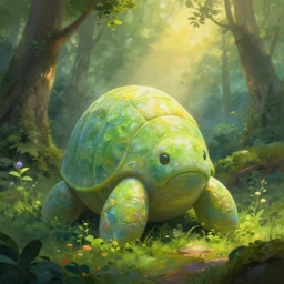 tardigrade statue in the forest, smooth, stone, ethereal, vibrant, fantasy, elegant, greenery, fog, golden hour, digital painting, masterpiece, trending on artstation