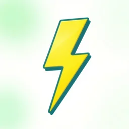 electric hazard lightning bolt, 4K HD, vector art, yellow cyan and green palette