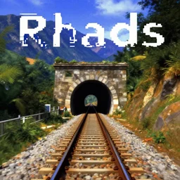 a train track going through a tunnel with mountains in the background, an album cover by rhads, unsplash contest winner, neo - romanticism, aesthetic, windows vista, outrun
