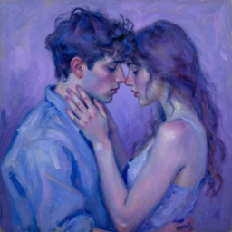 hard feelings of love, impressionist, blue and purple