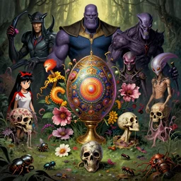 the platonic ideal of flowers, rotting, insects and praying of cletus kasady carnage thanos dementor wild hunt chtulu mandelbulb schpongle faberge egg bioshock xenomorph akira, ego death, decay, dmt, psilocybin, concept art by randy vargas and zdzisław beksinski