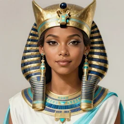 halle berry close-up portrait ancient egyptian, white and cyan dress, intricate, elegant, highly detailed, digital painting, artstation, concept art, smooth, sharp focus, illustration, orientalism, edwin long, theodore ralli, aleksi briclot, rutkowski, bouguereau