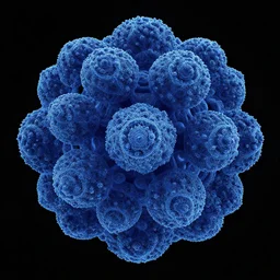 Realistic colourfull point cloud of Mandelbulb fractals, blue tones, trending on artstation, octane render