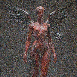 a beautiful red and black 3 d geometrically printed mannequin in the style of james jean, chrome orchids dripping black iridescent liquid, winged victory, moody, dramatic, introspective, 4 k, trending on artstation, photorealistic, volumetric lighting, octane render