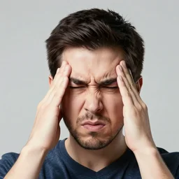 Man with a very big forehead who is so angry because his forehead is very larger
