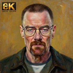 portrait of walter white from breaking bad, oil on canvas, wet technique, cinematic lighting, warm tones, 4 k, concept art, award winning, anders zorn