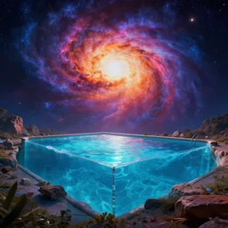 a professional photographic portrait view picture of a cosmic swimming pool in the sky, photographic filter unreal engine 5 realistic hyperdetailed 8 k ultradetail cinematic concept art volumetric lighting, fantasy artwork, very beautiful scenery, very realistic painting effect, hd, hdr, cinematic 4 k wallpaper, 8 k, ultra detailed, high resolution, artstation trending on artstation in the style of albert dros glowing rich colors powerful imagery