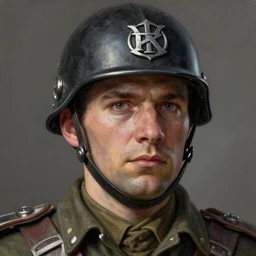 A Hearts of Iron IV portrait of a soldier. Highly detailed, fine Art, high detail, great lighting, 8k resolution, masterpiece, concept art, illustration, clear eyes, painting oil on canvas, octane render, HDR, trending on artstation, 4k, 8k, HD