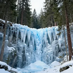 mile high wall of ice dividing the forest, by tyler edlin, digital art trending on artstation