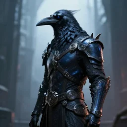 portrait kenku bard artstation, raven. style greg rutkowsk, octane render, unreal engine 6, epic game graphics, fantasy, ciberpunk, conceptual art, ray tracing