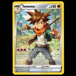 teemo, a pokemon trading card of teemo, high detail pokemon trading card scan