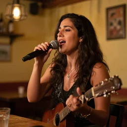 a woman sings in a spanish tavern