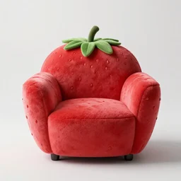 an armchair in the shape of a strawberry