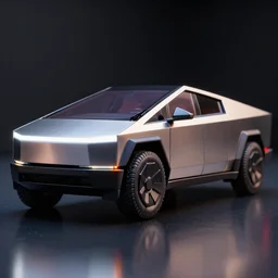 a 2 8 mm closeup photo of a tesla cybertruck in a photo studio with a reflective floor, hyper detailed, smooth, high contrast, volumetric lighting, octane, greg rutkowski, ripley scott, synthwave, cinematic
