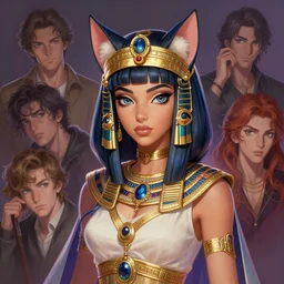 An beautiful digital painting of Ssunbiki as Cleopatra with cat ears, by Stanley Artgerm Lau, WLOP, Rossdraws, James Jean, Andrei Riabovitchev, Marc Simonetti, and Sakimichan, tranding on artstation