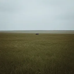 A distant shot of a car